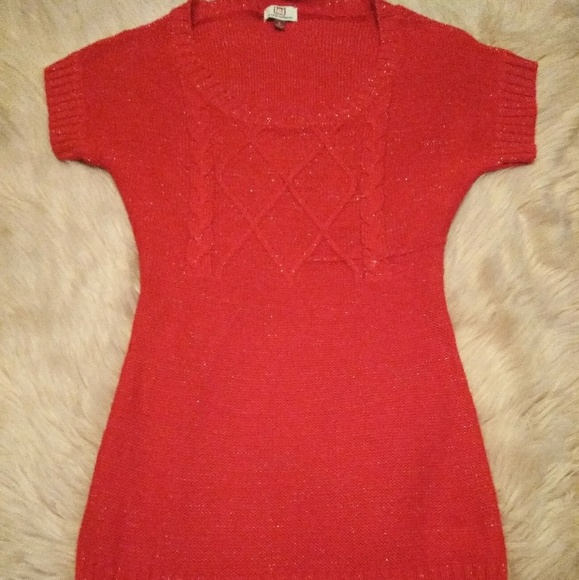 Vintage L.E.I. red sparkly sweater dress size small - Picture 1 of 5